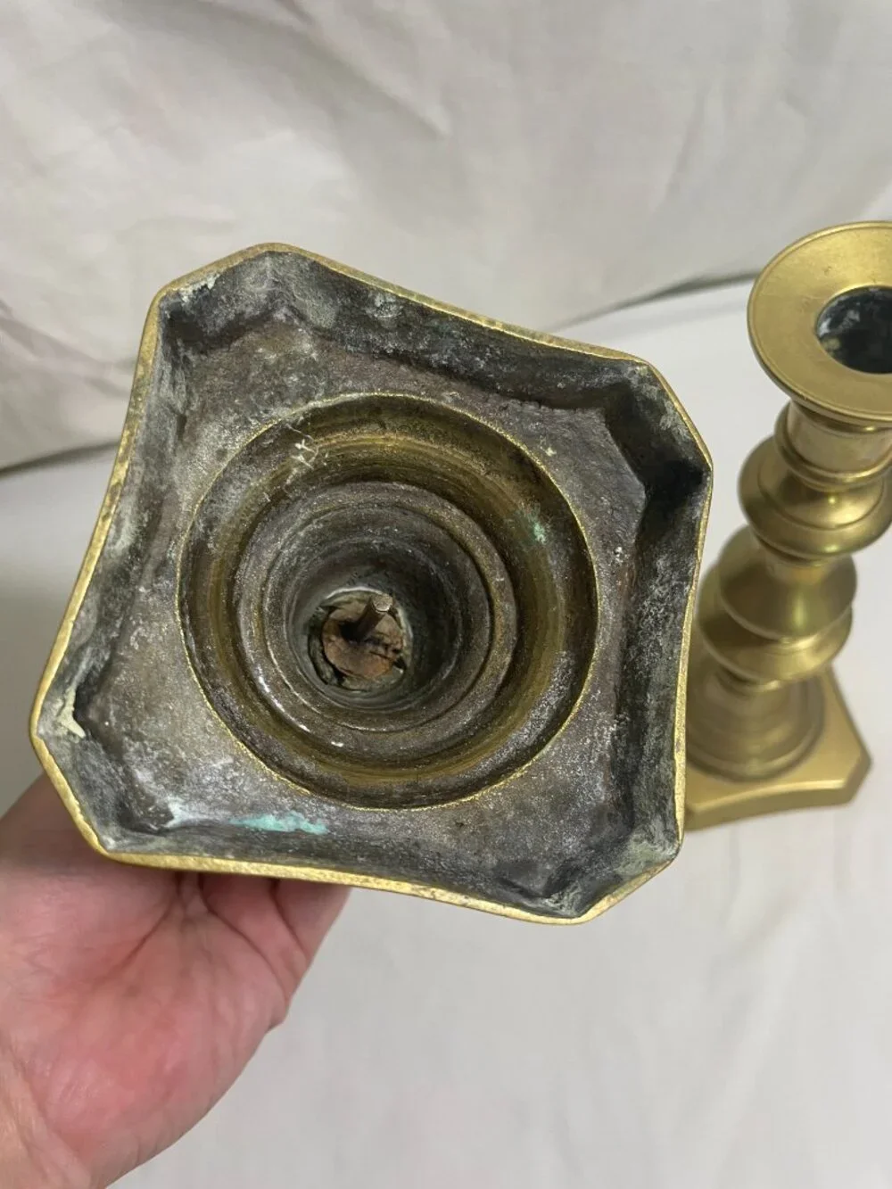 Pair of Vintage Solid Brass Candlestick Holders 9.5